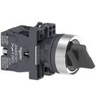 Chave Seletora Easy Harmony XA2 Plástico 22mm Preto Manopla Curta 45° 3 Posições Retorno por mola Não Iluminado XA2ED53 Schneider