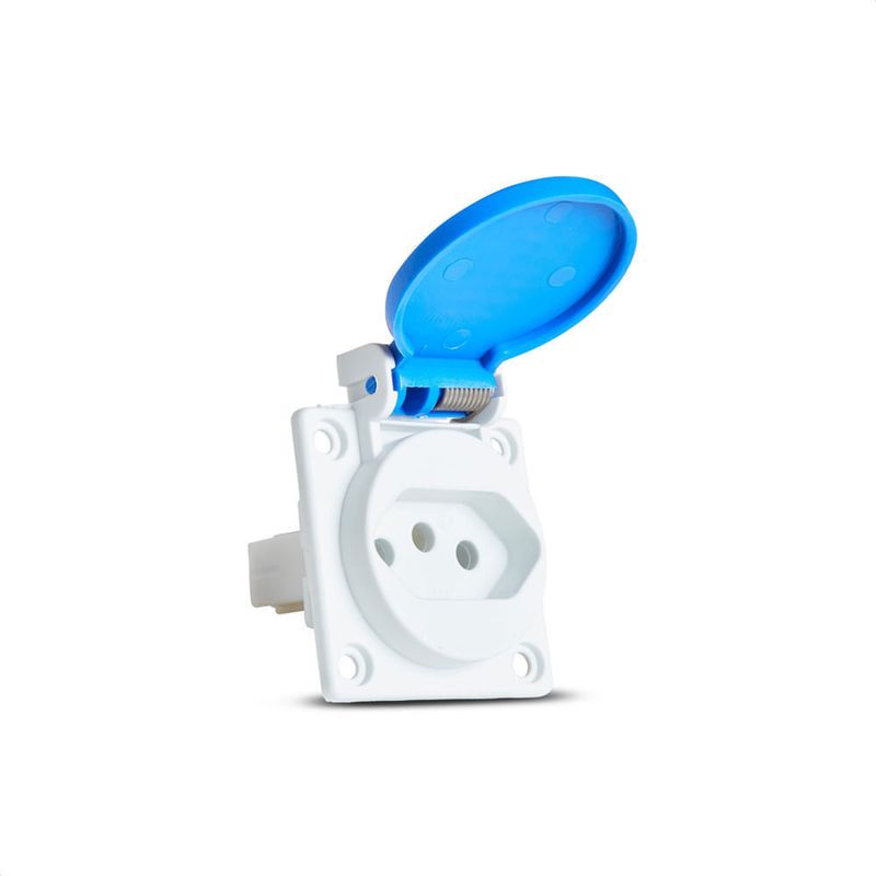 Tomada Industrial de Embutir com tampa Amarelo 2P+T 20A 250V