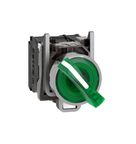 Chave Seletora Harmony XB4 Metal 22mm Verde Manopla Curta 90° 2 Posições Fixas Iluminado XB4BK123B5 Schneider