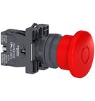 Botão Cogumelo 40mm Linha Easy Harmony XA2 Vermelho 22mm 1NF XA2ET42 Schneider