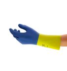 LUVA PROTECAO QUIMICA NEOPRENE AZUL/AMARELA NEOPRENE     300MM  TAMANHO 9   CHEMI-PRO